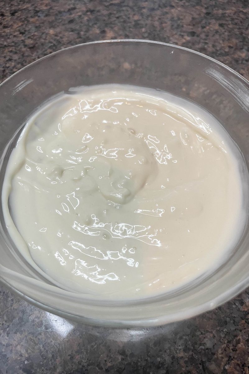 Garlic yogurt sauce for chicken shawarma.