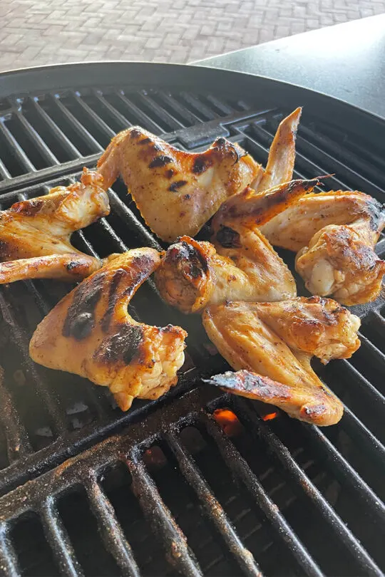Honey mustard chicken wings on the grill.