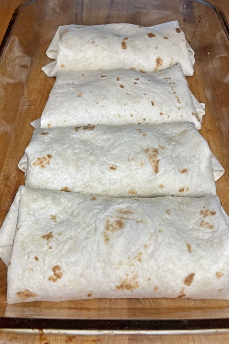 Rolled burritos for Taco Bell enchirito recipe.