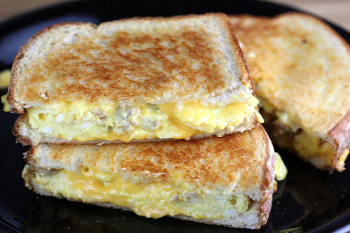 egg and sausage grilled cheese