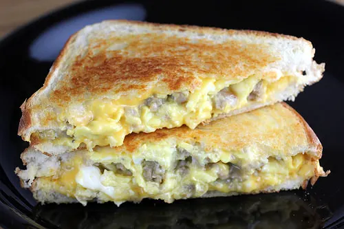 egg and sausage grilled cheese