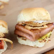 Fried bologna sliders.