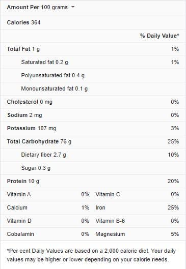 all purpose Nutrition Facts