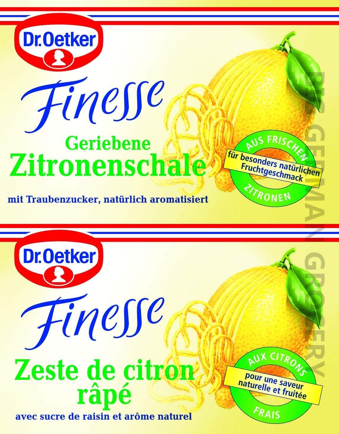 Dr. Oetker Finesse Geriebene Zitronenschale (grated lemon zest)