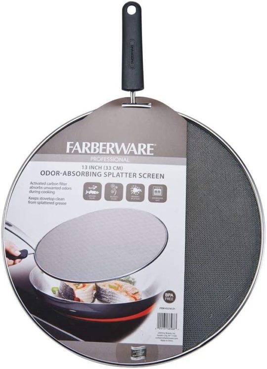 Farberware Professional Stainless Steel Odor Absorbing Splatter Screen, 13-Inch