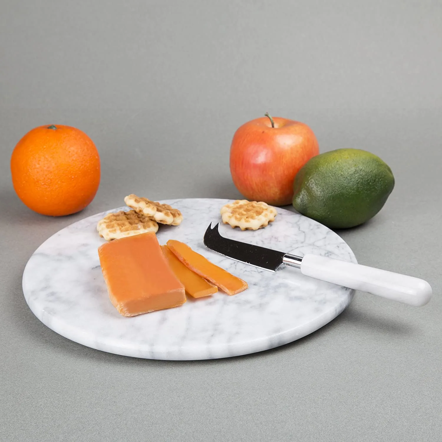 Creative Home Natural Marble Round Board Cheese Dessert Fruit Serving Plate