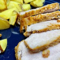 Smithfield pork tenderloin, prepared and served with roasted vegetables.
