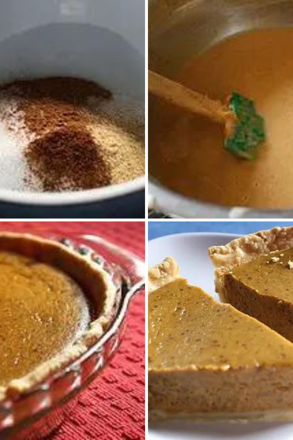 Collage showing steps to make Blog Chef's pumpkin pie recipe.