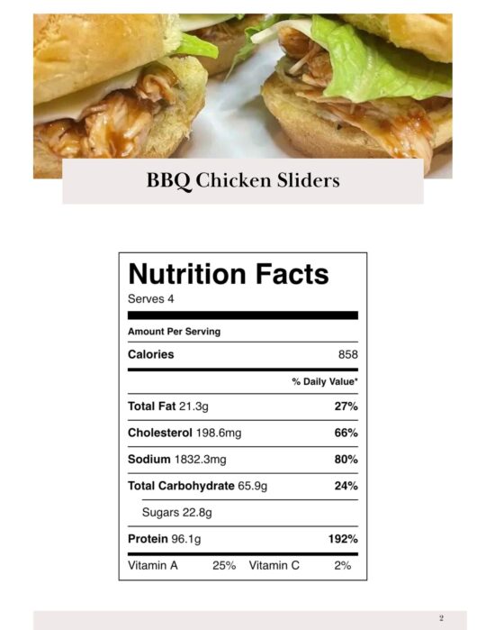 The book of sliders, nutrition page.